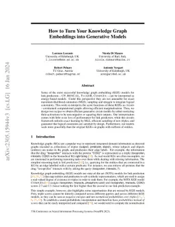 How to Turn Your Knowledge Graph Embeddings into Generative Models