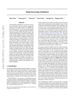 Triplet Knowledge Distillation