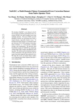 NaSGEC: a Multi-Domain Chinese Grammatical Error Correction Dataset from
  Native Speaker Texts
