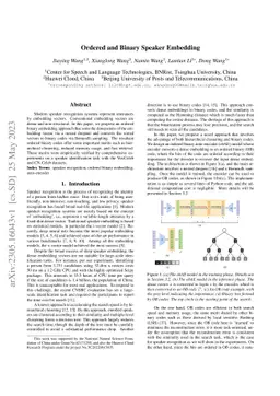Ordered and Binary Speaker Embedding
