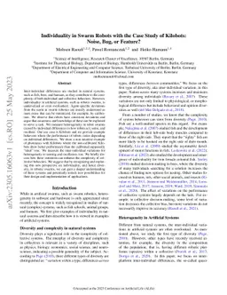 Individuality in Swarm Robots with the Case Study of Kilobots: Noise,
  Bug, or Feature?