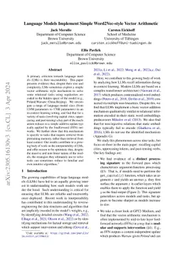 Language Models Implement Simple Word2Vec-style Vector Arithmetic