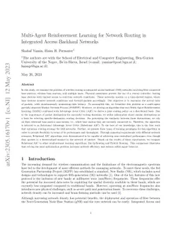 Multi-Agent Reinforcement Learning for Network Routing in Integrated
  Access Backhaul Networks
