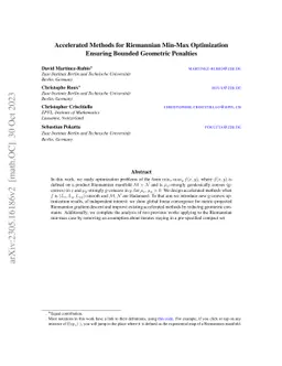 Accelerated Methods for Riemannian Min-Max Optimization Ensuring Bounded
  Geometric Penalties
