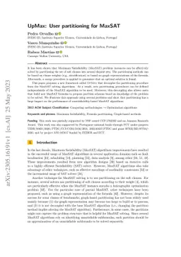 UpMax: User partitioning for MaxSAT