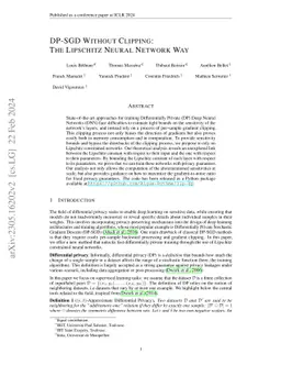 DP-SGD Without Clipping: The Lipschitz Neural Network Way
