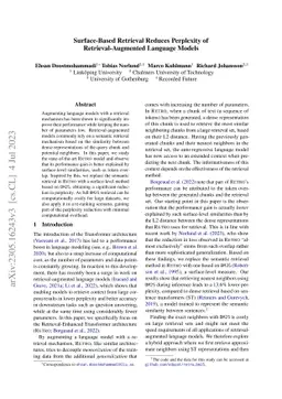 Surface-Based Retrieval Reduces Perplexity of Retrieval-Augmented
  Language Models