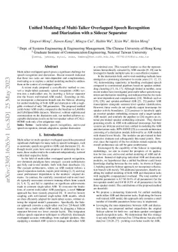 Unified Modeling of Multi-Talker Overlapped Speech Recognition and
  Diarization with a Sidecar Separator