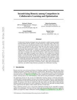 Incentivizing Honesty among Competitors in Collaborative Learning and Optimization