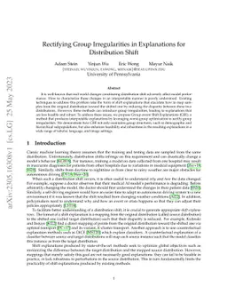 Rectifying Group Irregularities in Explanations for Distribution Shift