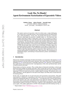 Look Ma, No Hands! Agent-Environment Factorization of Egocentric Videos