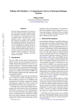 Talking with Machines: A Comprehensive Survey of Emergent Dialogue
  Systems