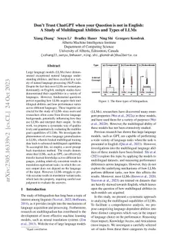 Don't Trust ChatGPT when Your Question is not in English: A Study of
  Multilingual Abilities and Types of LLMs