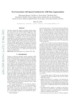 Text Generation with Speech Synthesis for ASR Data Augmentation