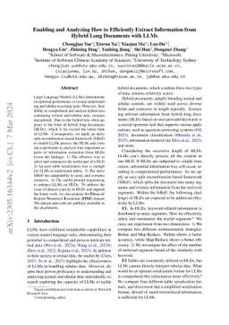 Enabling and Analyzing How to Efficiently Extract Information from
  Hybrid Long Documents with LLMs