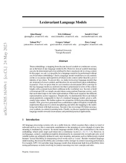 Lexinvariant Language Models
