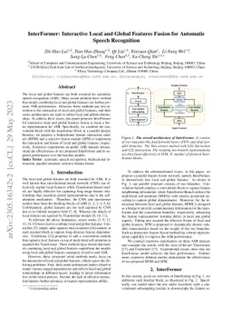 InterFormer: Interactive Local and Global Features Fusion for Automatic
  Speech Recognition