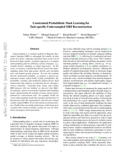 Constrained Probabilistic Mask Learning for Task-specific Undersampled
  MRI Reconstruction