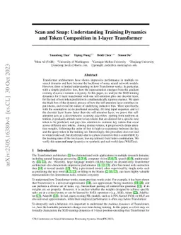 Scan and Snap: Understanding Training Dynamics and Token Composition in
  1-layer Transformer