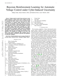 Bayesian Reinforcement Learning for Automatic Voltage Control under
  Cyber-Induced Uncertainty