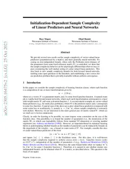 Initialization-Dependent Sample Complexity of Linear Predictors and
  Neural Networks
