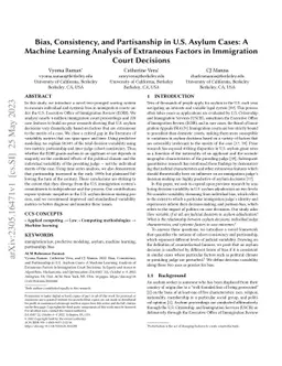 Bias, Consistency, and Partisanship in U.S. Asylum Cases: A Machine
  Learning Analysis of Extraneous Factors in Immigration Court Decisions