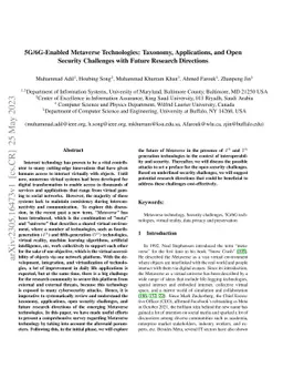 5G/6G-Enabled Metaverse Technologies: Taxonomy, Applications, and Open
  Security Challenges with Future Research Directions