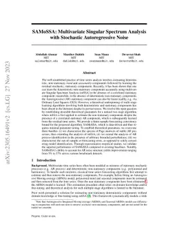 SAMoSSA: Multivariate Singular Spectrum Analysis with Stochastic
  Autoregressive Noise