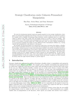 Strategic Classification under Unknown Personalized Manipulation