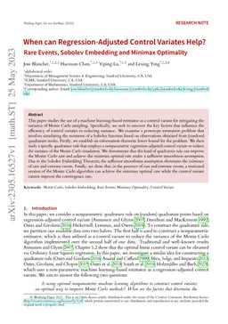 When can Regression-Adjusted Control Variates Help? Rare Events, Sobolev
  Embedding and Minimax Optimality