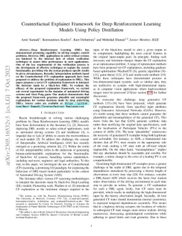 Counterfactual Explainer Framework for Deep Reinforcement Learning
  Models Using Policy Distillation