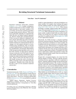 Revisiting Structured Variational Autoencoders