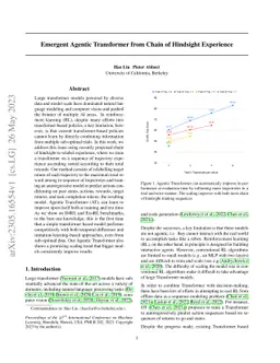 Emergent Agentic Transformer from Chain of Hindsight Experience