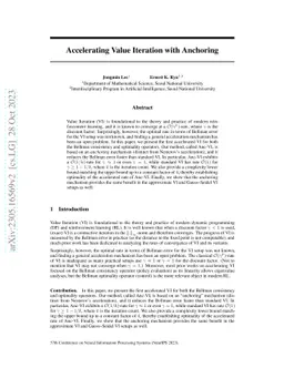 Accelerating Value Iteration with Anchoring
