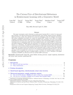 The Curious Price of Distributional Robustness in Reinforcement Learning with a Generative Model