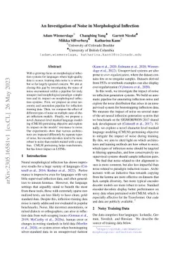 An Investigation of Noise in Morphological Inflection