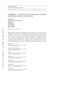 AIBugHunter: A Practical Tool for Predicting, Classifying and Repairing
  Software Vulnerabilities