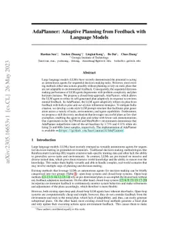 AdaPlanner: Adaptive Planning from Feedback with Language Models