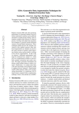 GDA: Generative Data Augmentation Techniques for Relation Extraction
  Tasks