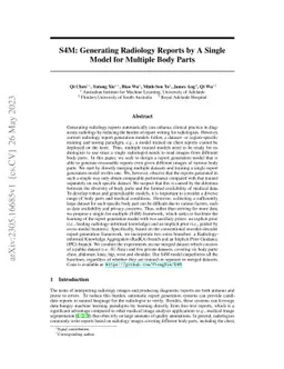 S4M: Generating Radiology Reports by A Single Model for Multiple Body
  Parts
