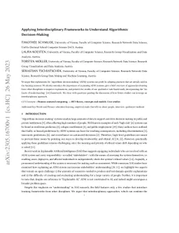 Applying Interdisciplinary Frameworks to Understand Algorithmic
  Decision-Making