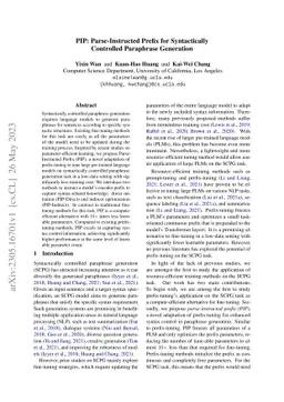 PIP: Parse-Instructed Prefix for Syntactically Controlled Paraphrase
  Generation