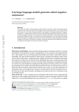 Can large language models generate salient negative statements?