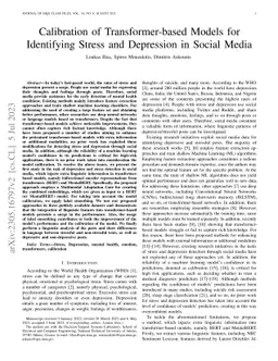 Calibration of Transformer-based Models for Identifying Stress and
  Depression in Social Media