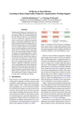 To Revise or Not to Revise: Learning to Detect Improvable Claims for
  Argumentative Writing Support