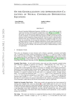 On the Generalization and Approximation Capacities of Neural Controlled
  Differential Equations