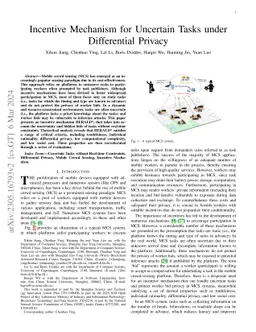 Incentive Mechanism for Uncertain Tasks under Differential Privacy