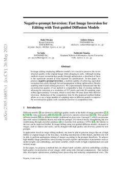 Negative-prompt Inversion: Fast Image Inversion for Editing with
  Text-guided Diffusion Models