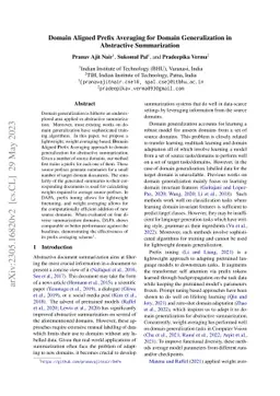 Domain Aligned Prefix Averaging for Domain Generalization in Abstractive
  Summarization