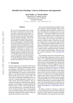 Scientific Fact-Checking: A Survey of Resources and Approaches